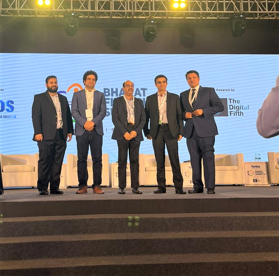 TeamSignzy's tweet photo. We thank eminent speakers from the panel &amp; the moderator, Rishi Batra, Sumoth C, Sandeep Arora, Arpit Ratan &amp; Vikrant Kulkarni from the panel for an insightful session on how #banks can take an approach to reimagine the customer journey at Bharat #fintech Summit 2023. https://t.co/8kMyXhW19W