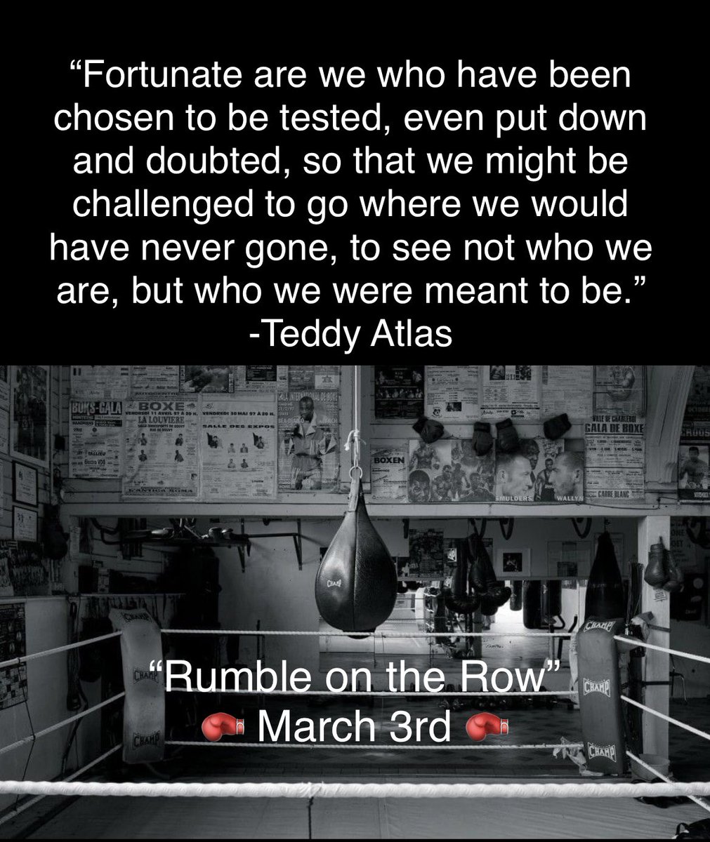 3.5 weeks until “Rumble on the Row” on March 3rd! The fighters have come a long way over the past 8 weeks and have already won many battles within themselves. Support their journeys by making a donation to help several amazing charities! rumbleontherow.com