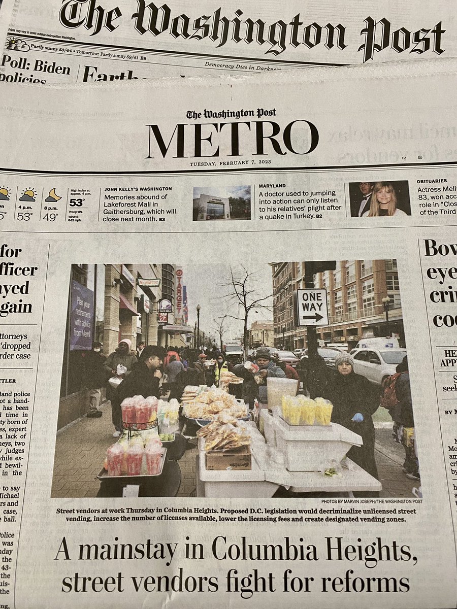 BrianneKNadeau's tweet photo. I love seeing our vendors on the front of today’s @postlocal Metro section! W/ the support of @ChmnMendelson, I look forward to finally advancing better licensing processes and moving enforcement from the police to the licensing agencies.
 
Read the story:
https://t.co/go1MmfQujc https://t.co/TzhGWccNSC