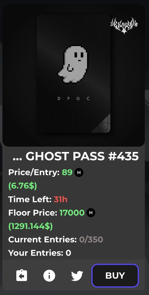 DJAL07's tweet photo. 🎊HUGE RAFFLE GIVEAWAY🎊

Raffling my Ghost Pass#435(worth 1300$) for just 89ℏ/ticket
Link: https://t.co/RY6EYlFVNW

GIVEAWAY RULES 💥
1. Buy atleast 1 ticket(no max cap)
2. ❤️ &amp; 🔁 &amp; Follow
3. Comment Bought Ticket screenshot (fake ones will be disqualified)

PRIZES 🤑👇 https://t.co/0ni6hcHFCt
