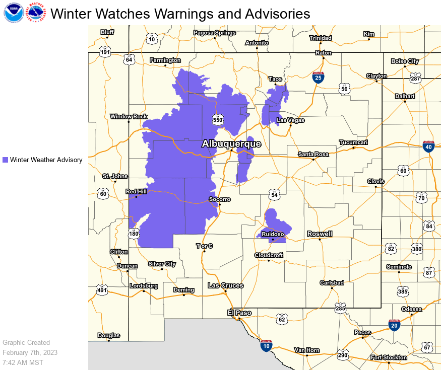 NWS Albuquerque on Twitter "750AM Tuesday 2/7 update current winter