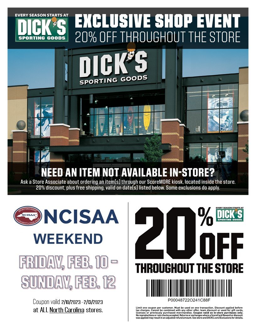 NCISAA1's tweet photo. Looking for something to do this weekend? Head to your local Dick's Sporting Goods and shop 20% off! 🔥 https://t.co/YivqRLjwfZ