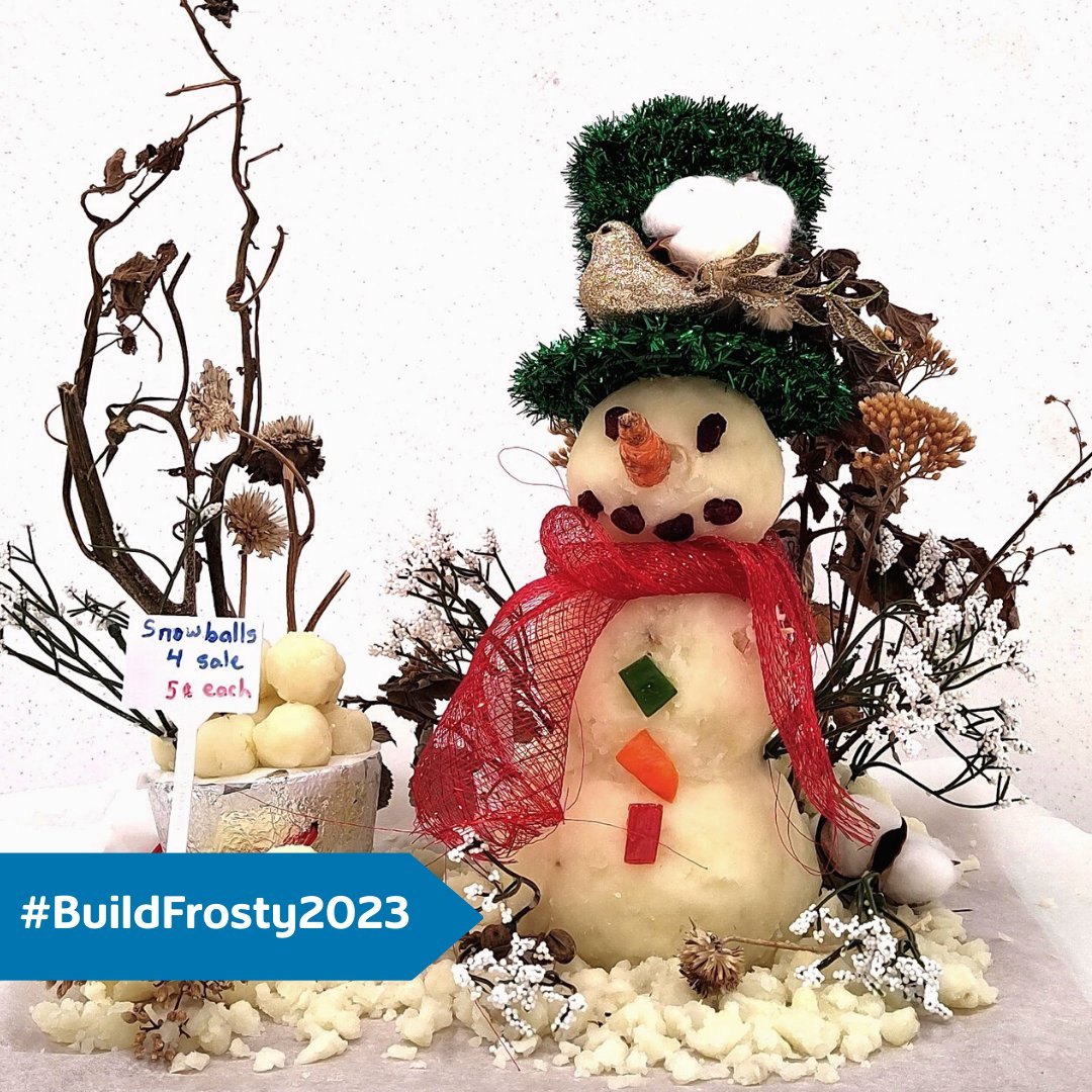 Spud McFrosty was made by Interfaith Food Bank Society using donated food and other items. 
Retweet to help <a href="/IFBLethbridge/">Interfaith Food Bank</a> win a PSA video from #ShawSpotlight. See link in bio for more info. #BuildFrosty2023
