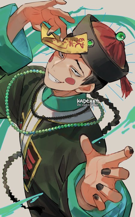 multiple boys male focus black hair hat chinese clothes smile ofuda  illustration images