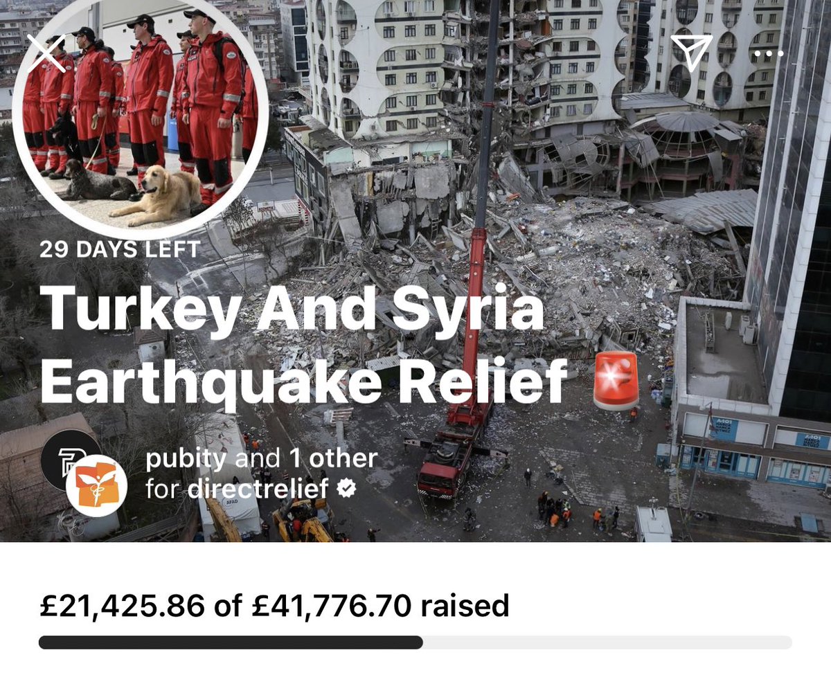 We’ve raised just over $25,000 (£21k) for Turkey &amp; Syria relief within just a few hours on our Instagram🫶