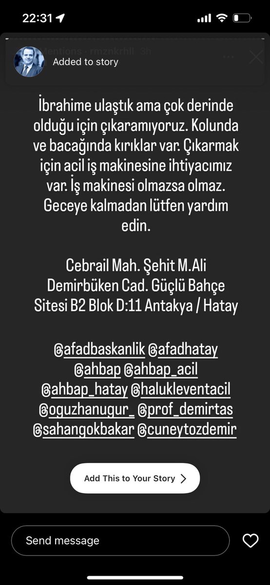 ProfDemirtas's tweet photo. İbrahim İbrahim İbrahim, kırıkları var ve hayatta Allah rızası için iş makinası gönderin İbrahim yaşasın. Lütfen yaşasın 😥😔 https://t.co/mbbTcl1mwM