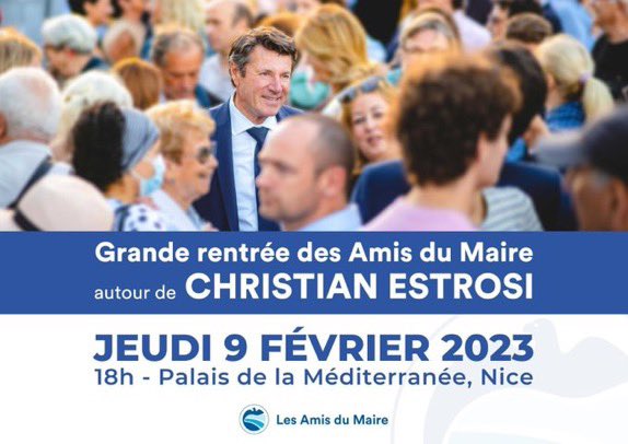 Venez partager notre amour et notre ambition pour Nice avec @cestrosi  ce jeudi à 18h au Palais de la Méditerranée.
Une rentrée à ne pas manquer.#NiceEnsemble #AmisduMaire #ILoveNice