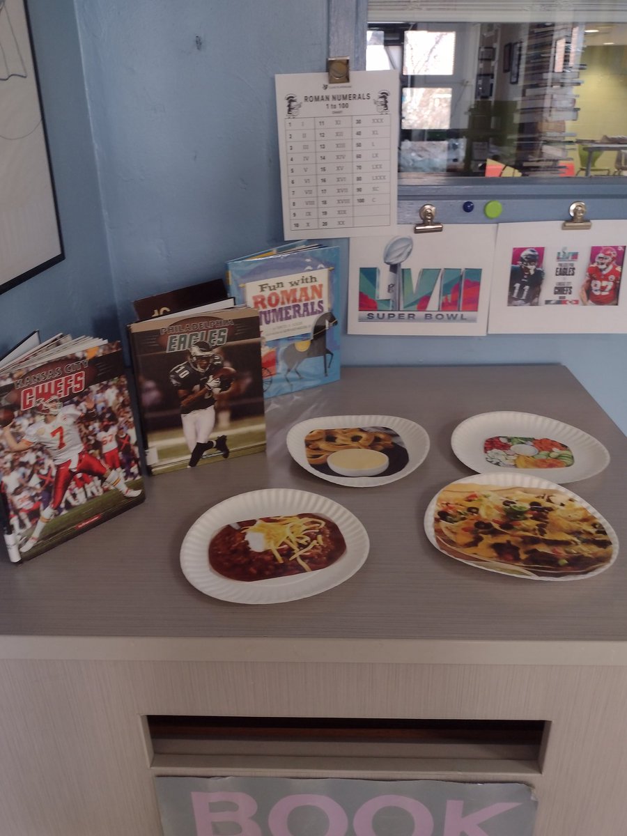With help from <a href="/Gatelytweets/">Paula M. Gately</a> I tried a Superbowl display outside the #library but someone keeps knocking down the Chiefs book and putting the Eagles on top of it... Maybe it wasn't such a good idea ... <a href="/MaureenMJensen/">Maureen Jensen</a> <a href="/mrsemilyfleming/">Emily Fleming</a> <a href="/kathyanish/">Kathy Anish</a> #acpslibs