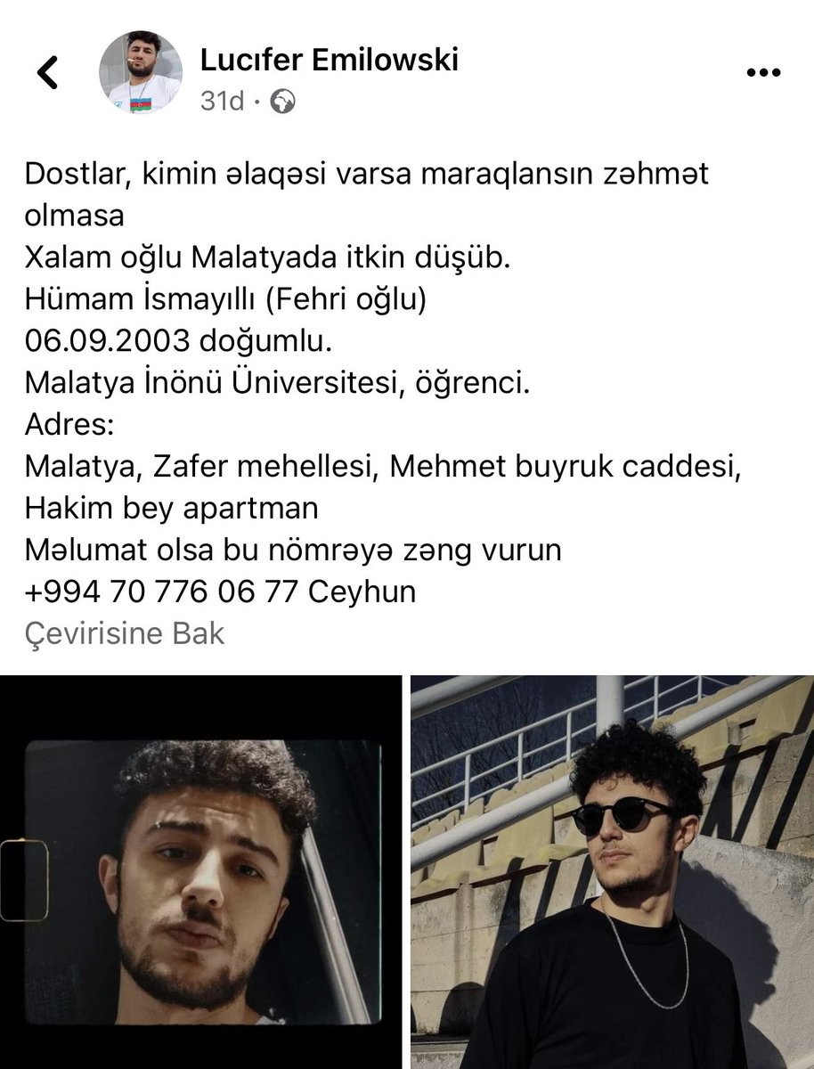 Həmyerlimizdən ailəsi xəbər ala bilmir bacardığımız qədər paylaşaq