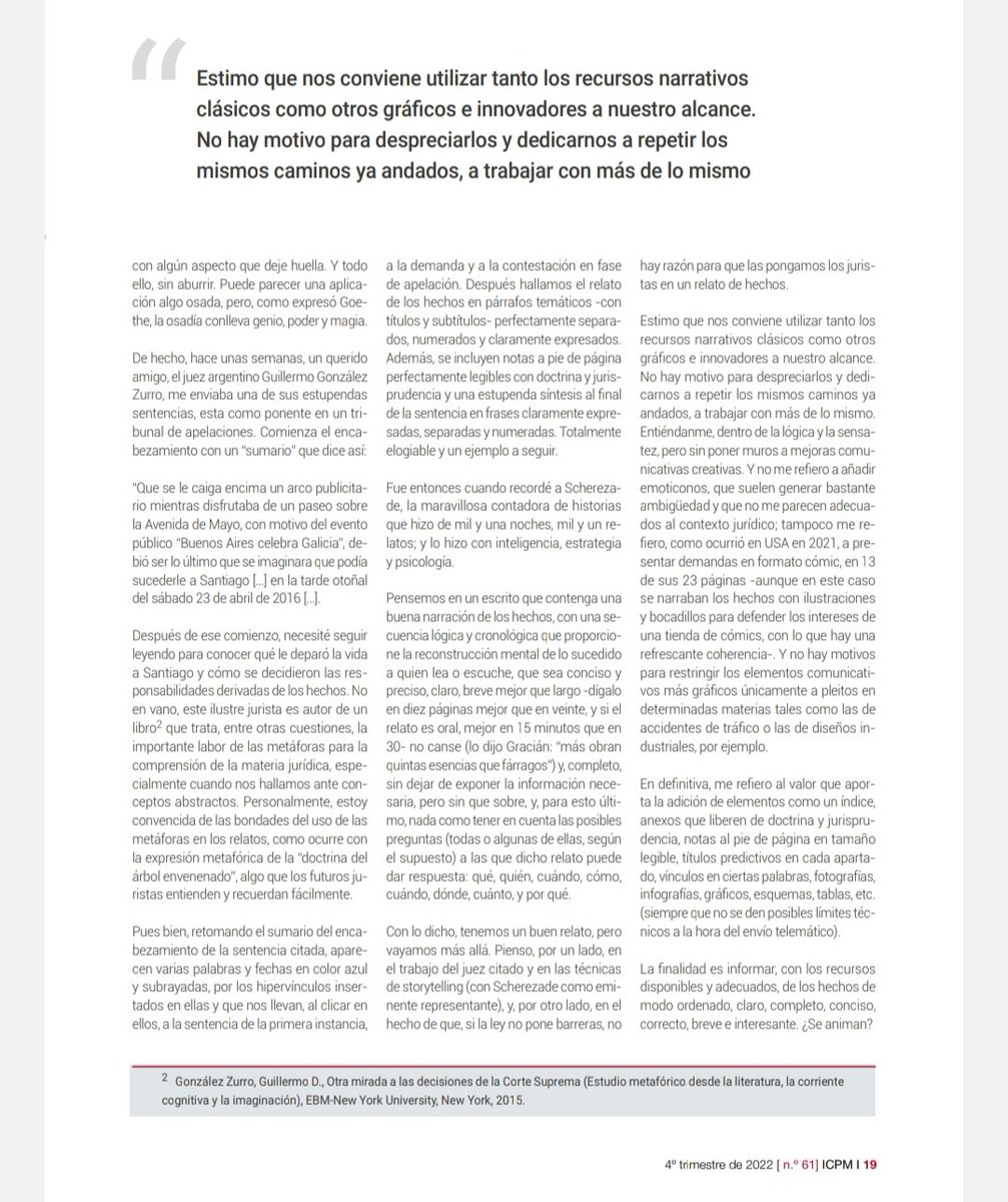 "La narración jurídica en el siglo XXI o el deseable final del más de lo mismo".
Revista 61 del <a href="/ICPMad/">Iltre. Colegio de Procuradores de Madrid</a>
icpm.es/docsBoletines/…
