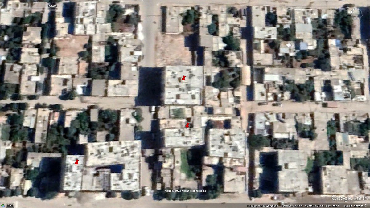 AKMcKeever's tweet photo. Aerial images of collapsed building in the western nieghborhood 

1. 36.396987, 36.685053
2. 36.395318, 36.686681

https://t.co/74gpoXhcB3 https://t.co/QpxzgGTKQR