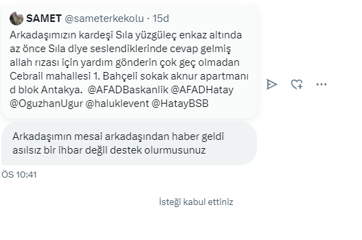 Mailimize ulaşan bir mesaj.  #deprem #HalukLevent  #seferberlik #Turkey #sondakikadeprem #PrayForTurkey #tskseferberedilsin #YARDIM #Yardımedin #depremden #artıkgizemikurtarın
