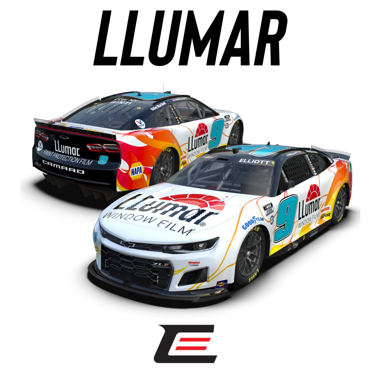 CElliottStore's tweet image. 2023 @llumarfilms paint scheme!

🛒➡️ store.chaseelliott.com/collections/ll…

#di9 | #CE | #Llumar | #NASCAR