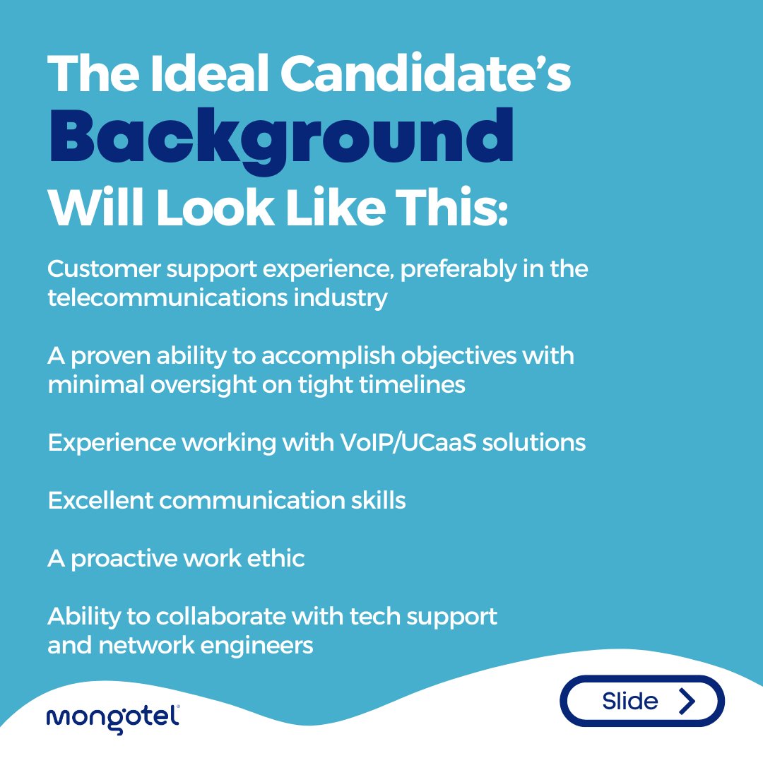 MongoTEL's tweet photo. Are you ready to take the next step in your career? Apply at https://t.co/3J3ukKWItW  

#Mongotel #IT #informationtechnology #cloudhosted #cloudnative #convenientphonesystem #savetime #customerservice https://t.co/reXsYNoXnJ