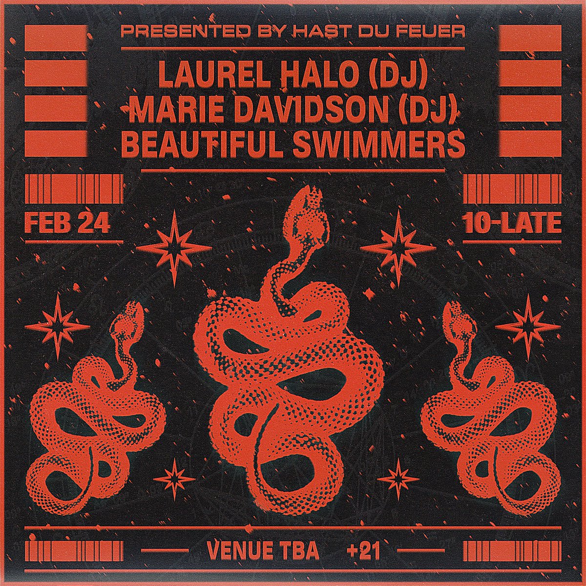 🚨 ANNOUNCEMENT 🚨

Get ready for an exclusive night on Friday, Feb 24th with @LaurelHalo & @mariedavidsn as they embark on their joint US tour. They’ll be joined by DC’s own Beautiful Swimmers aka @FutureTiming & @WRLDBLDNG ! 

Grab those tickets quick: ra.co/events/1633540