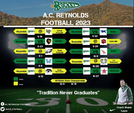 2023 AC Reynolds Football Schedule