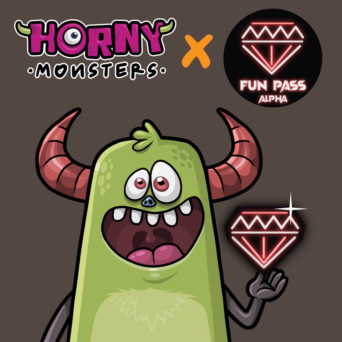 FunPassNFT's tweet photo. 🎉 FunPass X HornyMonsters🎉

We are giving away 5x whitelists for Horny Monsters!

To Enter: 

✅ Follow @HornyMonsters_ &amp; @FunPassNFT 
✅ Like &amp; Retweet 
✅ Tag 3 NFT Friends

Winners in 48 hours ⏰ https://t.co/Om73Xj0YgK