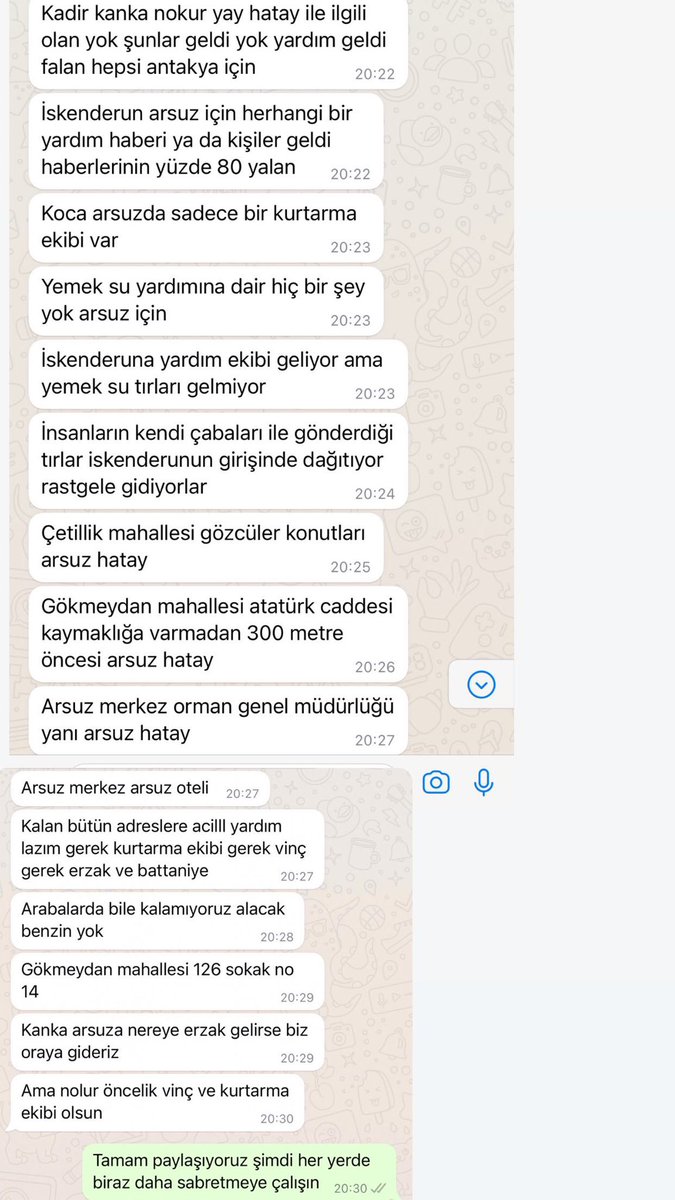 İskenderun/ Arsuz Gökmeydan Mahallesi 126 Sokak No 14
‼️Acil‼️
Erzak ve su yardımına ihtiyaç var bu bölgede insanlar uzun bir süredir yardım bekliyorrrr....
🆘🆘🆘
İletişim no: 
Mehmet Ali Çolakoğlu
0534 528 2521
#özgürdemirtaş
<a href="/BabalaTv/">BaBaLa TV</a> <a href="/ahbap/">Ahbap</a> <a href="/haluklevent/">Haluk Levent ( Ahbap Ekibi )</a> <a href="/OguzhanUgur/">Oğuzhan Uğur</a>