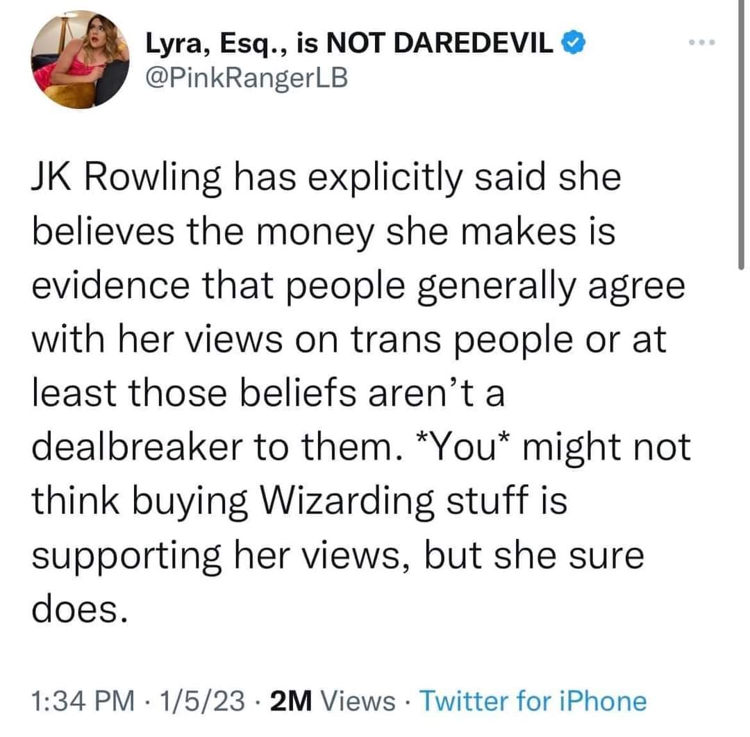 CL0V3RC0D3D's tweet photo. For people confused on why people are boycotting the wizard game, and why it's important you do too... support your trans friends and avoid supporting JK Rowling. https://t.co/JHeo35auoO