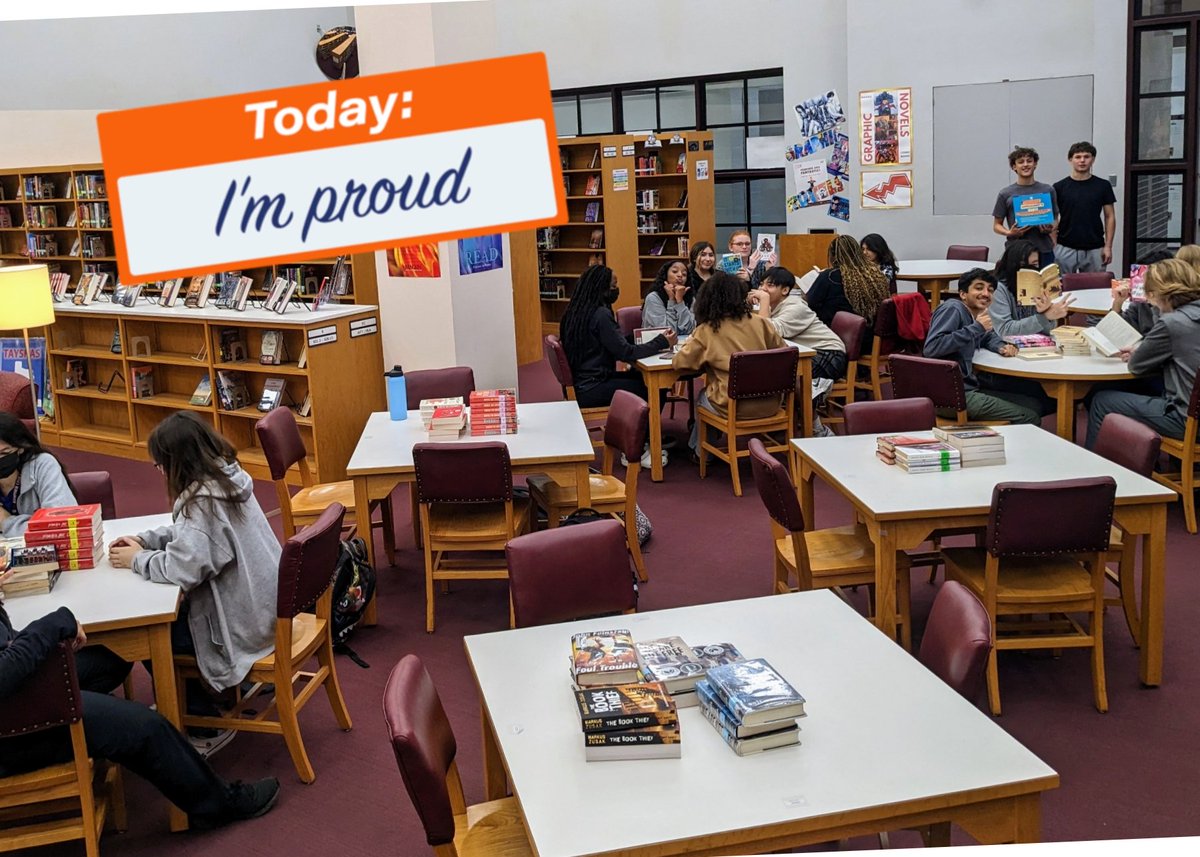 TheKHSLibrary's tweet photo. Book speed dating in the library today! @Scheffiesays thank you for bringing your #amazing 10th grade AAC English classes today! #bookspeeddating #WeAreKHS #GoCougs #readersoftwitter #readerscommunity @FBISD_Libraries #read #Readers https://t.co/fQWRPxPmXf