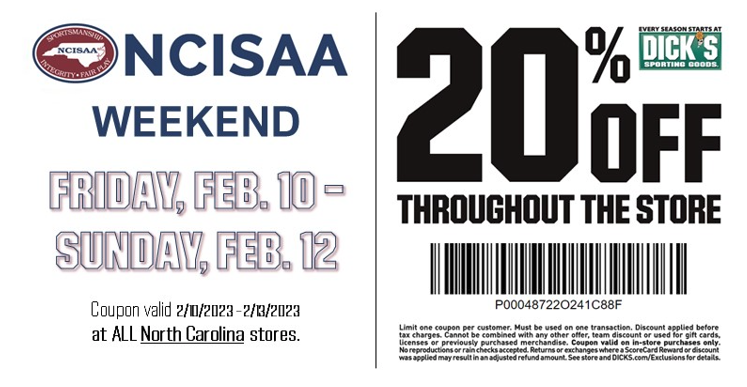 NCISAA1's tweet photo. It's not too late! One more day to shop the NCISAA Dick's Sporting Goods Shop Weekend. Head to your local store now and shop the entire store 2⃣0⃣% off. You don't want to miss this!🥎⚽️⛳️⚾️ https://t.co/meZtTryKhg
