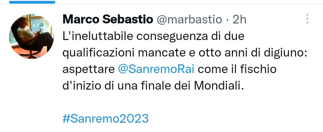 ... e infatti l'inno in apertura.
Dev'essere contagioso o non si spiega!

#Sanremo2023