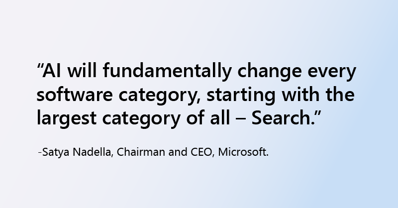 Today, @SatyaNadella announced the launch of Bing and Edge powered by AI copilot and chat to help people get more from search and the web.