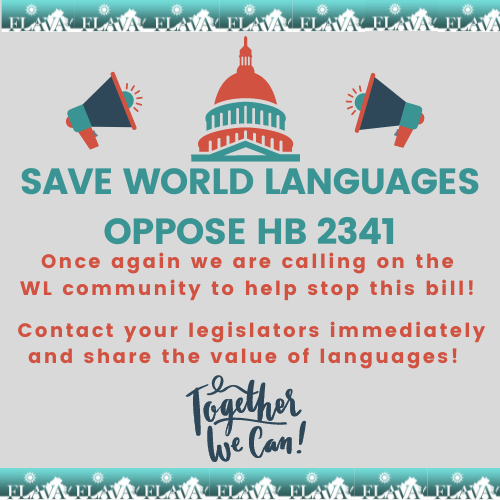 Use this link to compose a message to oppose HB 2341! We need to stop this bill. It could be heard as early as Thursday morning! Please take a few minutes to contact legislators! Protect world language in Virginia! votervoice.net/JNCL/campaigns…   <a href="/_scolt_/">SCOLT 🌎</a> <a href="/actfl/">ACTFL</a>