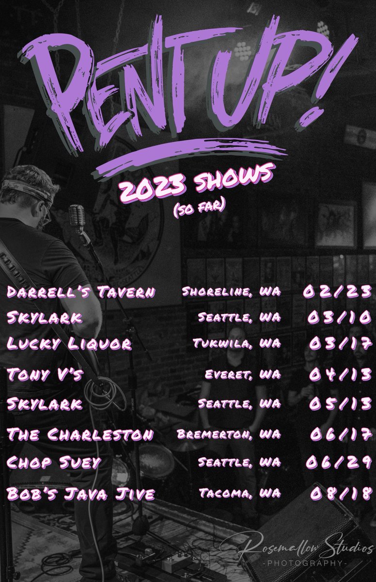 In the words of The Joker “And here we go!”

Here’s our first round of shows for 2023! We’re stoked to be playing at a few new places and returning to some classics.

#pnw #pnwmusic #pnwmusicscene #seattlemusic #seattlemusicians #indieband #indiemusic #livemusic #tour #letsgo