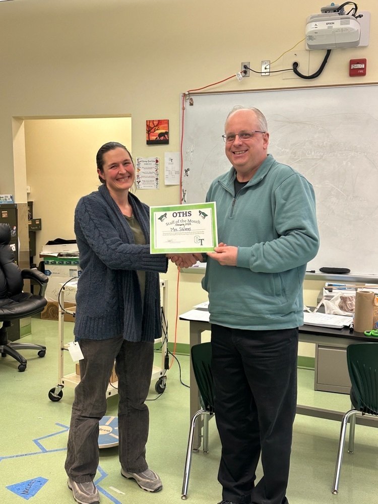 Old Town High School's "Staff of the Month" is Joanna Stevens. Mrs. Stevens is a tremendous science teacher and teaches a variety of upper level science classes. She is truly passionate about what she teaches.
We are so fortunate to have her as a member of our science department.