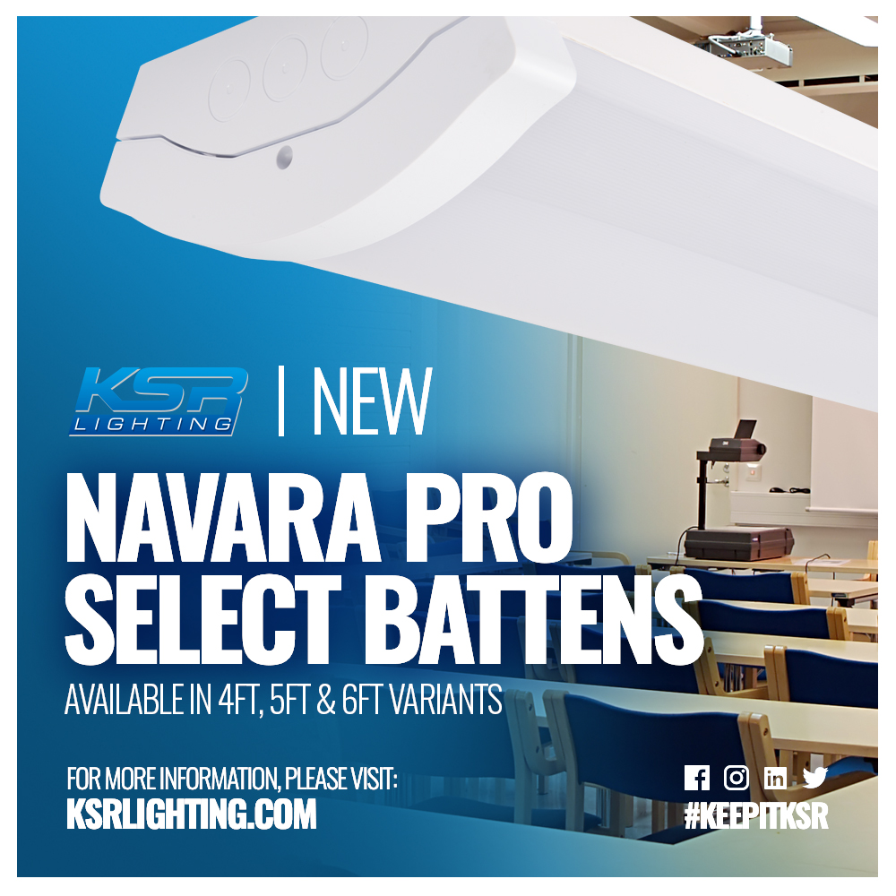 KSRLighting: The Navara Pro Select battens use new innovative technology, which gives you six products in one fitting .  This allows the end user to choose which colour or wattage they require for the installation.

#keepitksr #electrician #commerciallig…