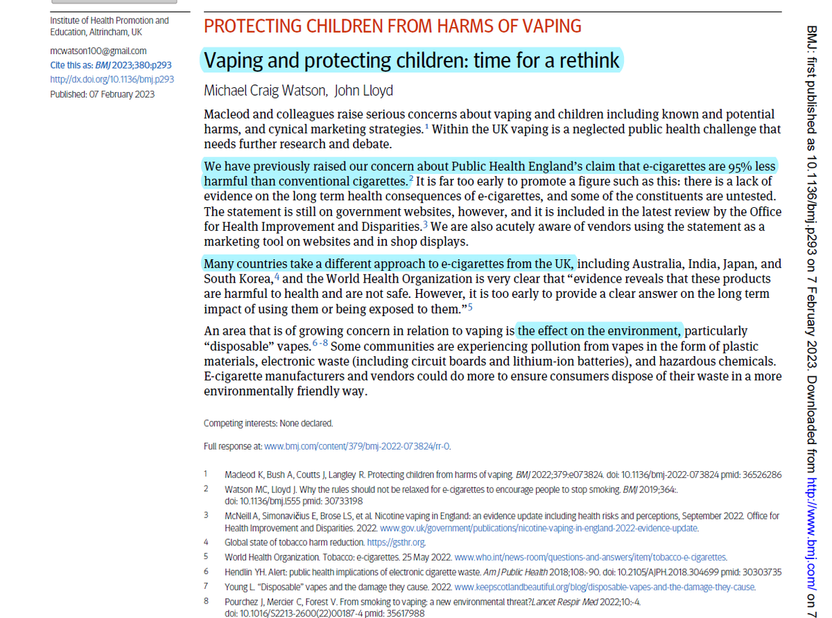 >>Vaping and protecting children: time for a rethink

bmj.com/content/380/bm…

<a href="/COPDdoc/">Nick Hopkinson</a>
@Greening_COPD
<a href="/ImperialMed/">Imperial Medicine</a>
<a href="/LessWasteLaura/">Laura Young</a>
<a href="/StephenJ_Fowler/">Stephen Fowler</a>
<a href="/AlastairSWatson/">Alastair Watson</a>
<a href="/wilkinson_team/">Team Wilkinson UoS</a>
<a href="/TeamImmuno/">Team Immunology</a>
<a href="/ProfWilko/">Tom Wilkinson</a>
@MirellaSpalluto
<a href="/drbunsenhoney/">Karl Staples</a>
<a href="/wesstreeting/">Wes Streeting</a>
<a href="/munirawilson/">Munira Wilson 🇺🇦</a>
<a href="/SteveBarclay/">Steve Barclay</a>