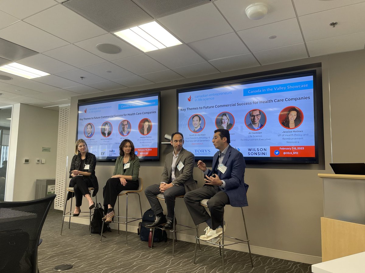 Key Themes to Future Commercialization #CanadaInTheValley 

“Companies that have a balance between spend on clinical strategy - the number of studies needed - and good evidence coming out for FDA and market adoption.” #healthquestCapital #Nuespera <a href="/genentech/">Genentech</a>