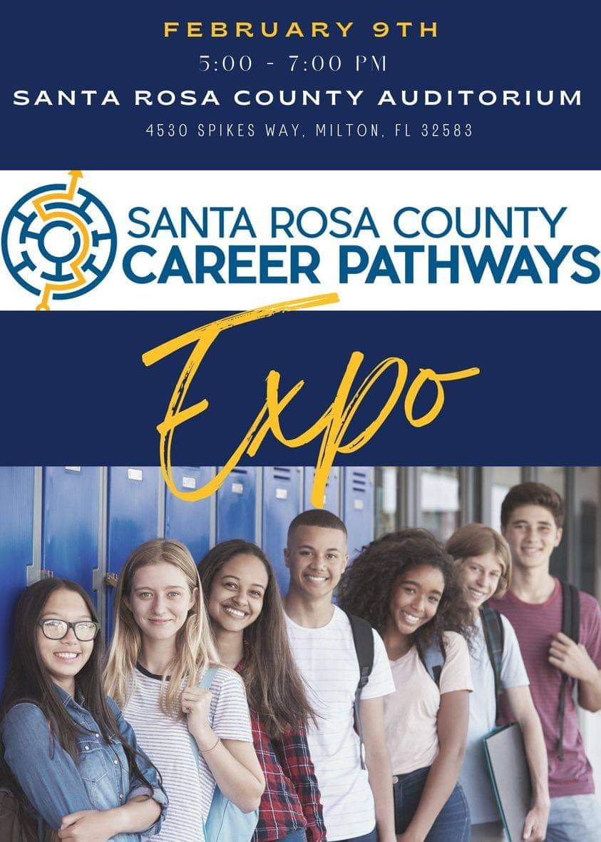 One of the hottest tickets in town is the Santa Rosa County Career Pathways EXPO, this Thursday, Feb 9, at 5:30pm!! We want to see your face in the place. Come out and learn about all of the CTE opportunities available to incoming freshmen and beyond. #CTErocks #destinationsrc