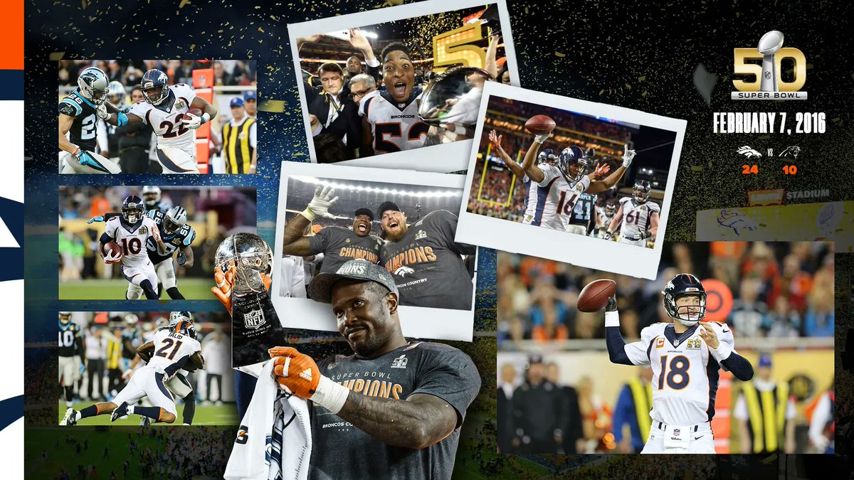 Broncos's tweet image. 7️⃣ years ago today ... 🏆🏆🏆

#SB50