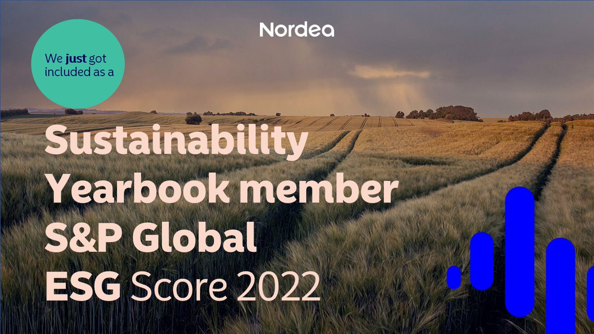 We are honored to be included in this year's #SPGSustainable1Yearbook. Learn more about how we earned this distinction: nordea.com/en/news/nordea…

See the full yearbook here:  spglobal.com/esg/csa/yearbo…

#SPGSustainable1Yearbook #SustainabilityAtNordea 
@SPGSustainable1 @SPGlobal