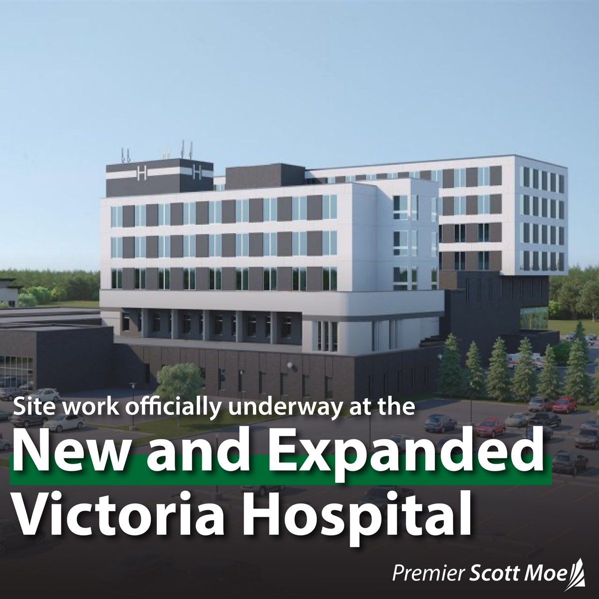 PremierScottMoe's tweet photo. The new and expanded Victoria Hospital in Prince Albert is moving on to the next stage of construction! 

Once complete, the hospital will have 40% more beds, a larger emergency department and enhanced medical imaging services, including an MRI. https://t.co/9hY9YSyxHf