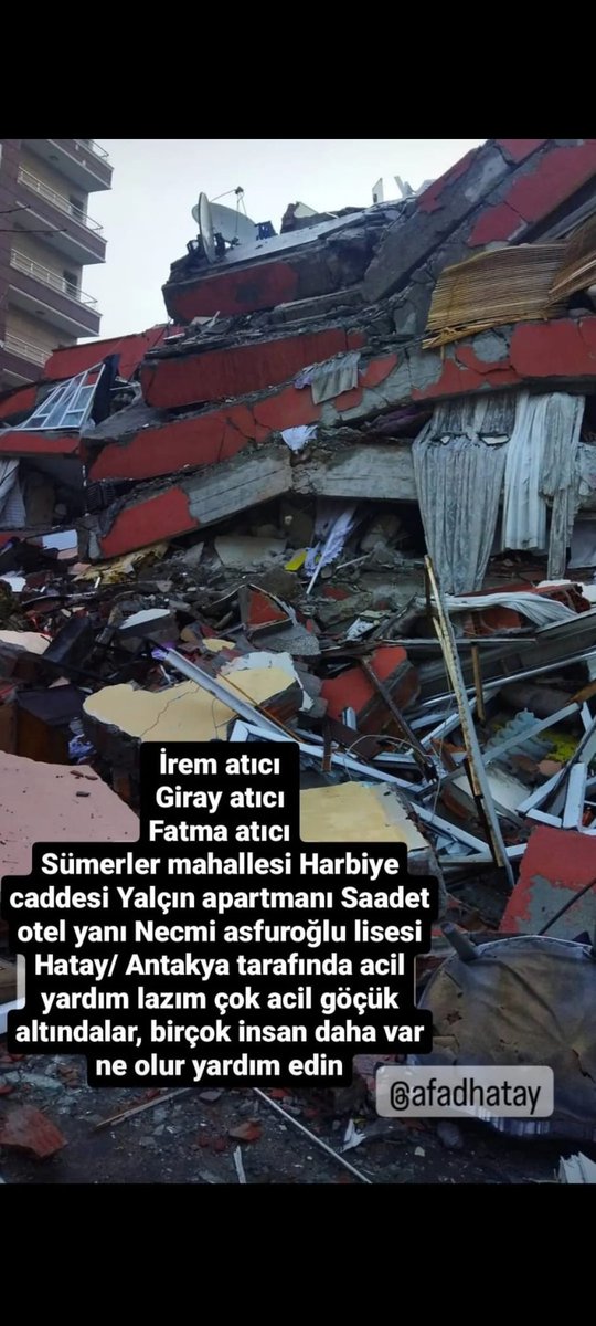Mirbey6155's tweet photo. #AFADhatay
@AFADBaskanlik 
@HatayBSB https://t.co/9iHVMGkMjn