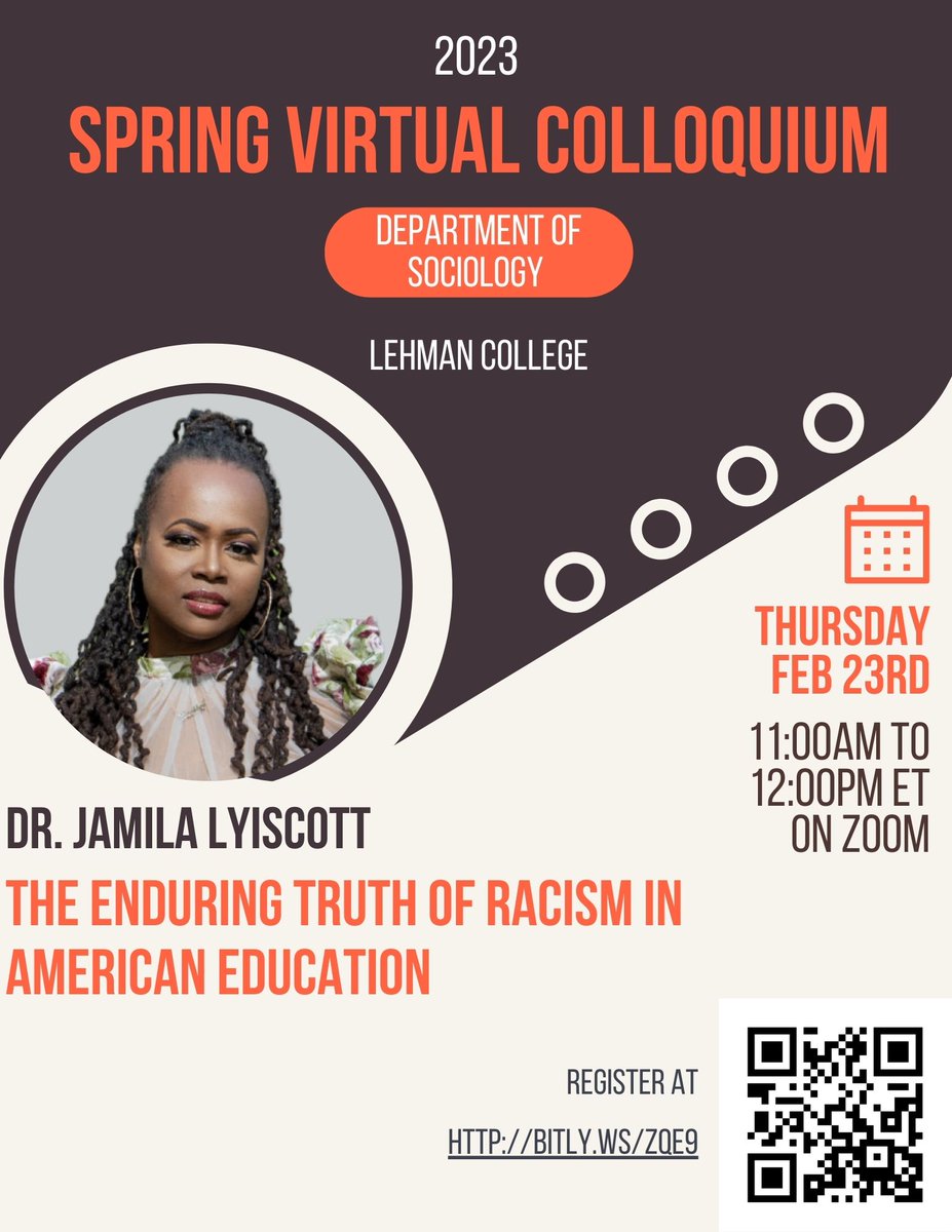 Very excited to be hosting this virtual seminar with <a href="/jamila_lyiscott/">Jamila Lyiscott, PhD</a> at <a href="/LehmanCollege/">Lehman College</a>. Register at bitly.ws/zqe9