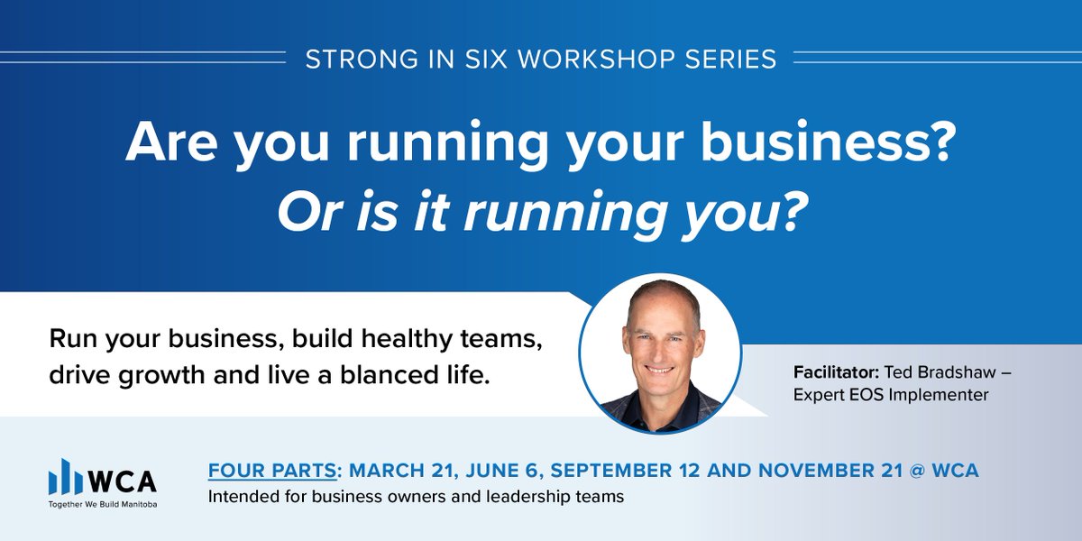 WCAnews's tweet photo. Are you running your business? Or is it running you?

WCA is hosting a four-part workshop series to help you get the most out of your business - find details and registration here: https://t.co/onsyBESCQ3 https://t.co/LDPTnD4HXF