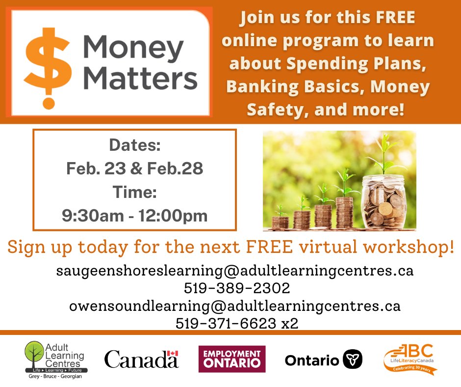 Join our next set of virtual workshops this February! #SoftSkillsFundamentals &amp; #MoneyMatters You can register for one or for both!