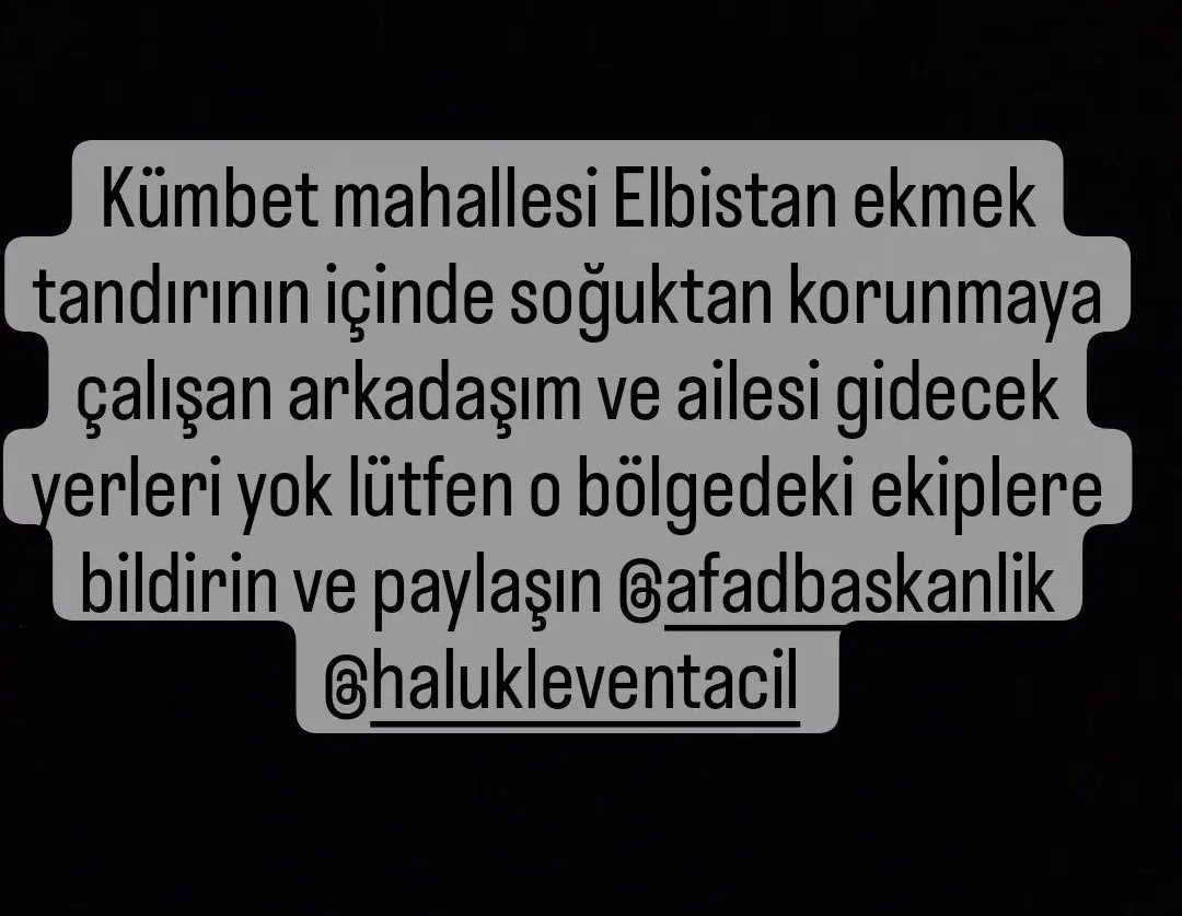 master_issiz's tweet photo. Kümbet mahallesi Elbistan yardım edin. Hava soğuk olduğu için tandırın içinde korunmaya çalışıyorlar.
@haluklevent #seferberlik https://t.co/ubiJVQSiq5