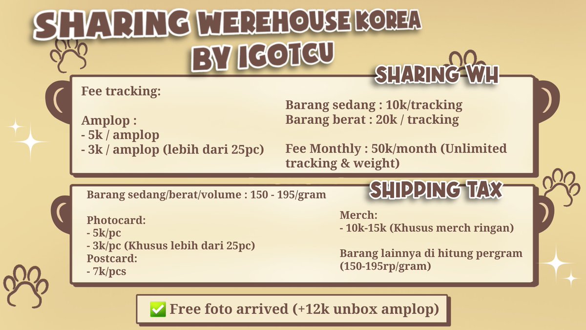 IGOTCU_WH's tweet photo. 🇰🇷Jasa Werehouse Korea Firsthand🇰🇷

✅Unlimited tracking &amp; weight
✅Sharing EMS
✅Fee tracking start form 3k! https://t.co/LTEoTEihNp