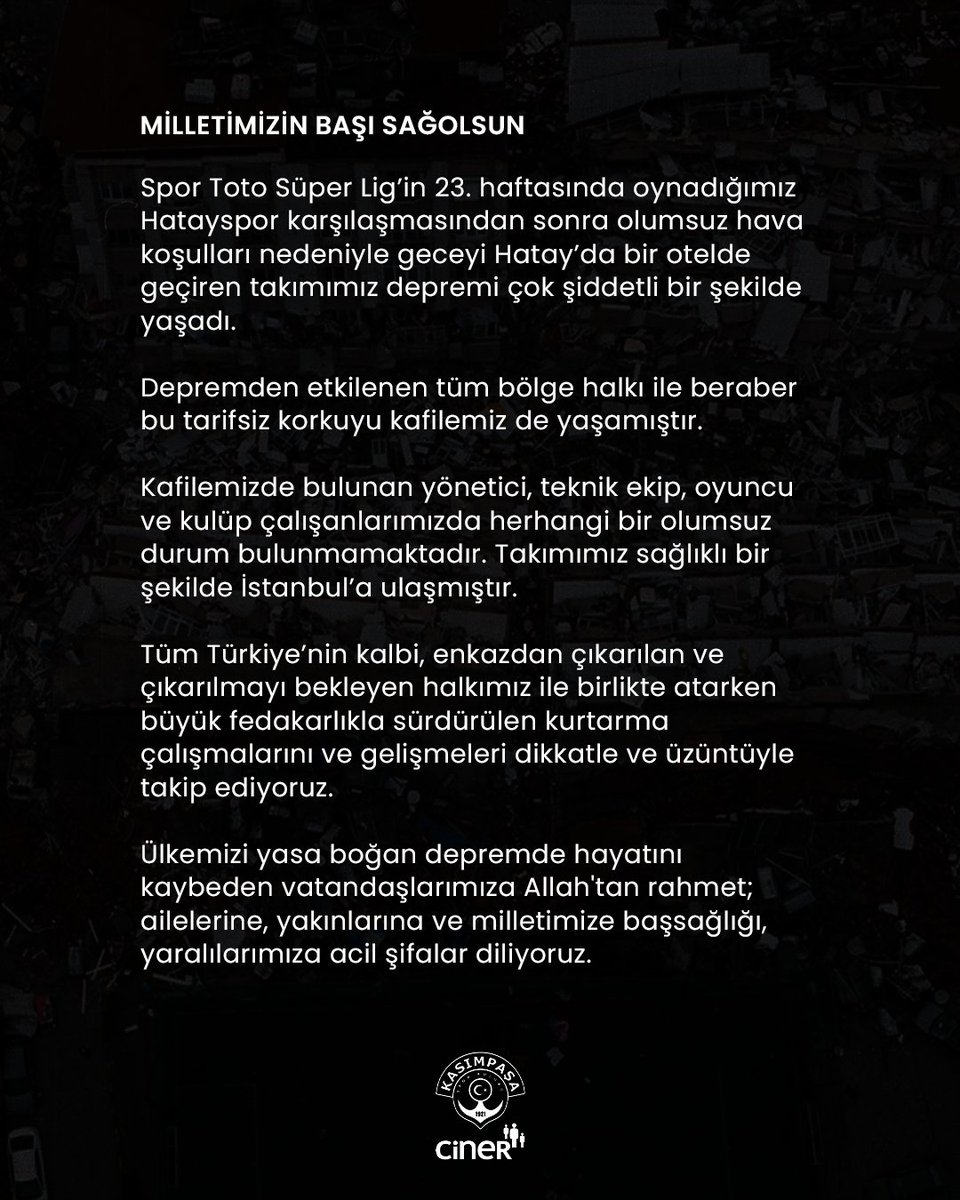 kasimpasa's tweet photo. MİLLETİMİZİN BAŞI SAĞOLSUN https://t.co/HO2hv62tee