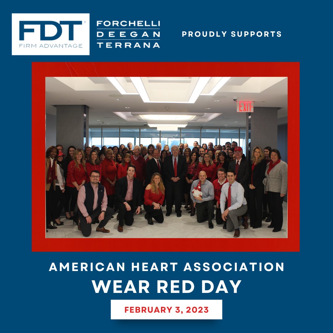 Forchelli_Law's tweet photo. Forchelli Deegan Terrana LLP is proud to support the @AHANewYork by participating in National #WearRedDay® and providing a monetary donation to help raise awareness about cardiovascular disease. https://t.co/IBYY6X48Es
