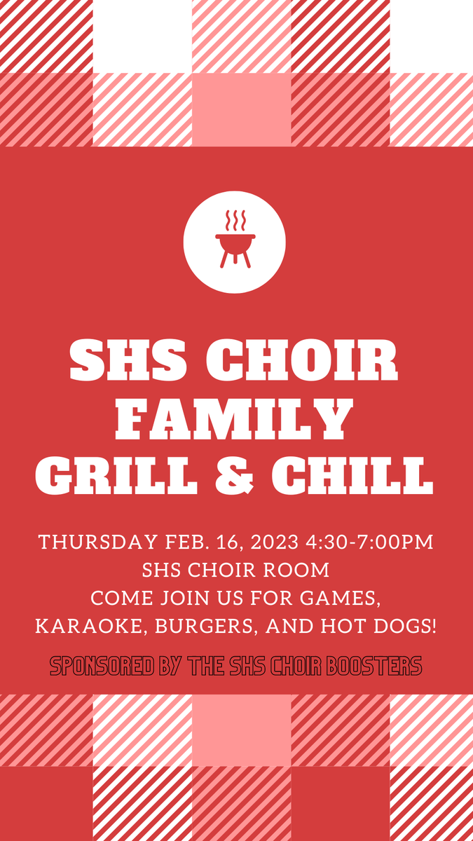 Incoming Freshmen and Current Choir students, as well as anyone interested in choir at SHS, join us for this fun and FREE event!