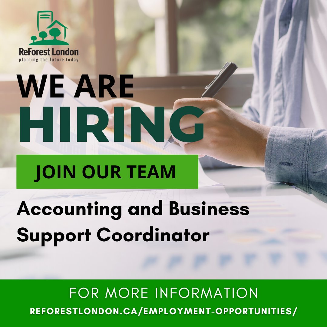 ReForest London is hiring an Accounting and Business Support Coordinator! We are currently seeking one energetic and enthusiastic candidate to head ReForest London's financial management and administration systems! #lndont #hiring #environnement Apply: reforestlondon.ca/about-reforest…