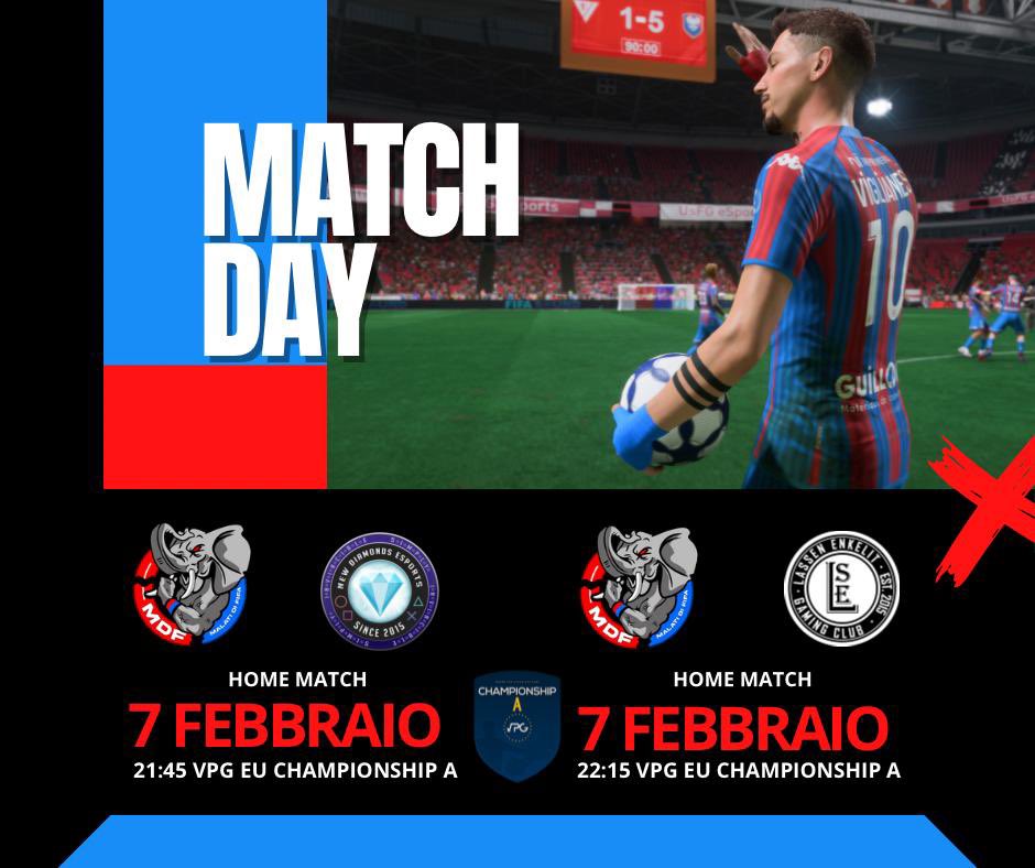 MDFCLUBFC's tweet photo. 🔴 ⒾⓉ’Ⓢ
ⓂⒶⓉⒸⒽ
ⒹⒶⓎ! 🔵
🇪🇺@VPGEurope Championship A
🆚@newdiamondsesp
⏰21:45
🆚@lassenenkelit
⏰22:15
🇮🇹@VPGItaly Serie A
🆚@luparense
⏰22:30
🔴🔵#forzaMDF #malatidififa #daichelofacciamo #spidibitcatania #dontplayalone https://t.co/eI4iMqDiSD