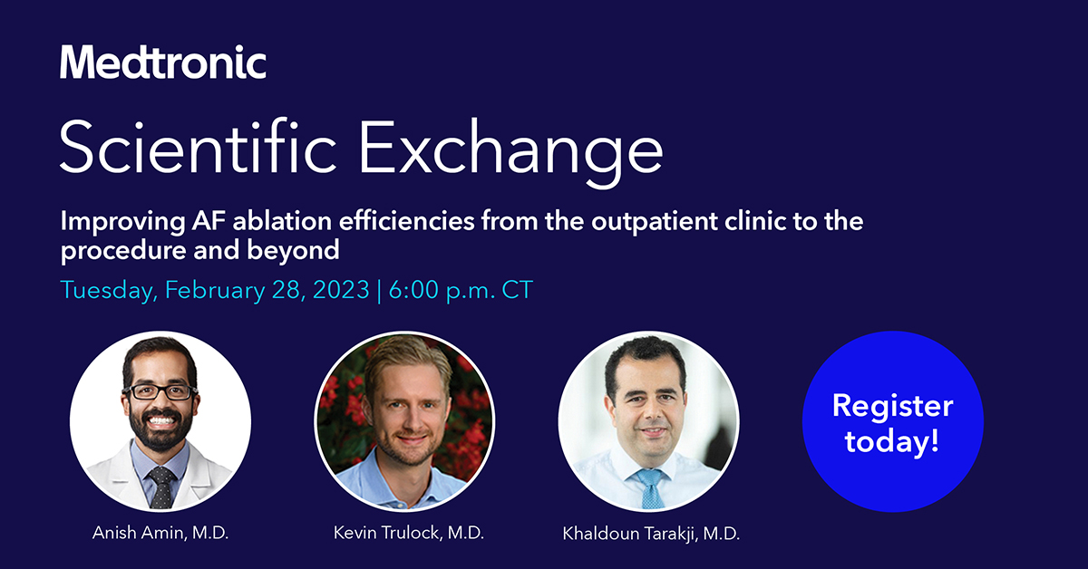 Register to attend a virtual discussion on improving AF ablation efficiencies with Drs. Anish Amin and Kevin Trulock, moderated by Dr. Khaldoun Tarakji. @AnishAminEP @bluehoosiermd @khaldountarakji. #epeeps Reserve your spot today. bit.ly/3JJqsvo