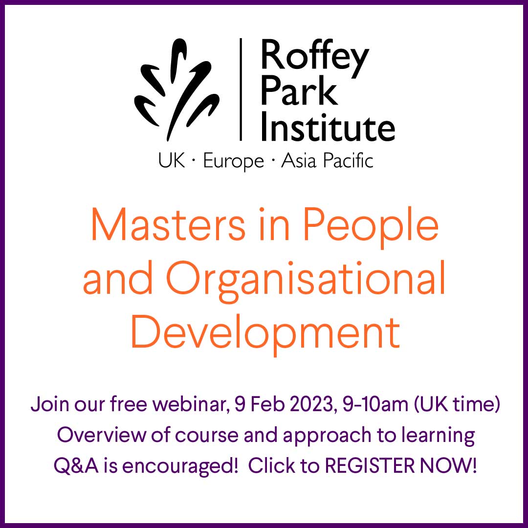 ✅ Free webinar 9 Feb, 9 -10 am for those interested in MSc in People & Organisational Development.
Gain an overview of the programme, all welcome.
Q&A encouraged! 
REGISTER : bit.ly/3By4VPc

#MSc #Leadership #OrganisationalDevelopment #OrganisationalChange #RoffeyPark